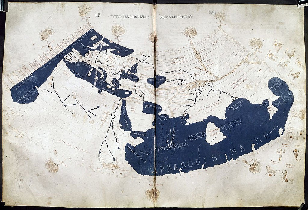 Batlamyus'un dünya haritasının 15. yüzyıl çizimi.